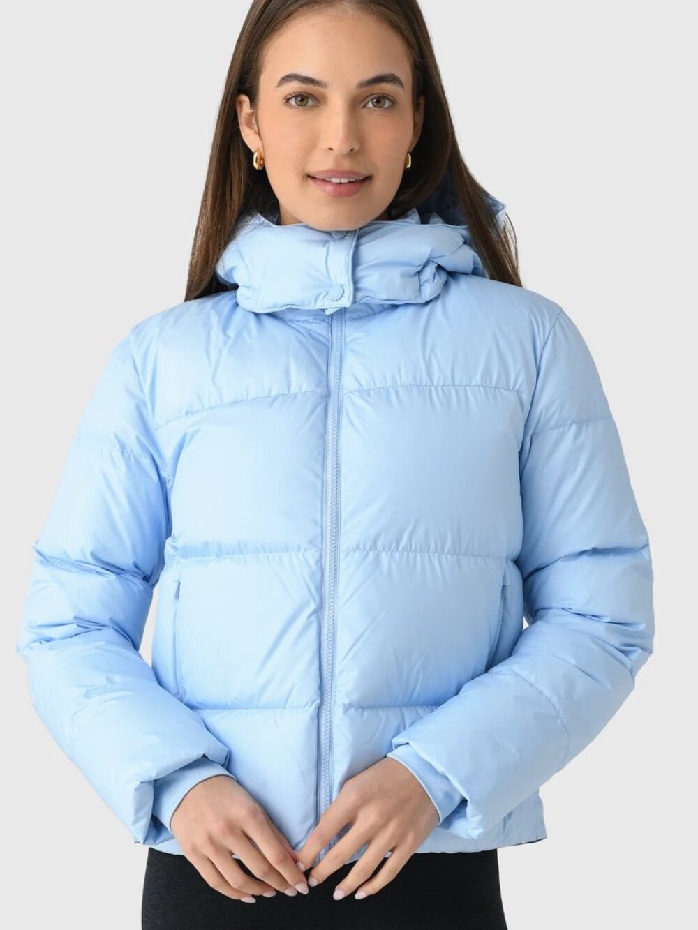 Vuori Womens Alta Down Jacket NWT L Crystal Blue Removeable Hood Water Resistant